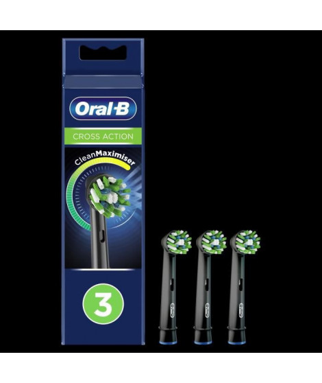 Oral-B Brossette de Rechange Precision Cross Action Clean Max, Noire, Pour Brosse a Dents Électrique, Pack de 3