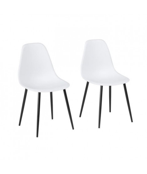 Lot de 2 chaises blanc - L 46 x P 52 x H 84 cm - CLODY