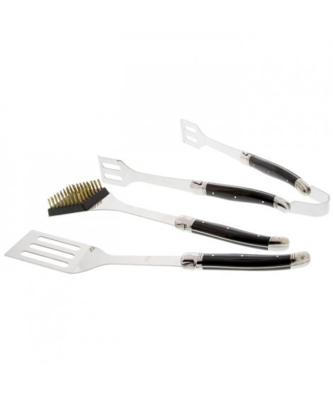 Coffret Barbecue 3 pieces, Inox et manche ABS -PRADEL EXCELLENCE - Brosse, pince et spatule ajourée.