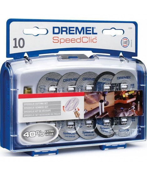 Coffret de 10 disques a tronçonner Dremel EZ SpeedClic (avec Mandrin pour le Métal et le Plastique)