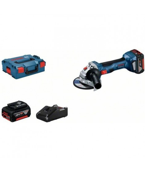 Meuleuse BOSCH PROFESSIONAL GWS 18V-7 + 2 batteries 4,0Ah + chargeur GAL 18V-40 + L-Boxx