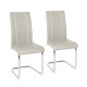 Lot de 2 chaises - Simili gris clair - Pieds en métal - L 44 x P 56 x H 101 cm - GASPARD