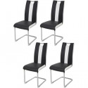 Lot de 4 chaises - Simili blanc et noir - L 55 x P 45 x H 99 cm - LEON