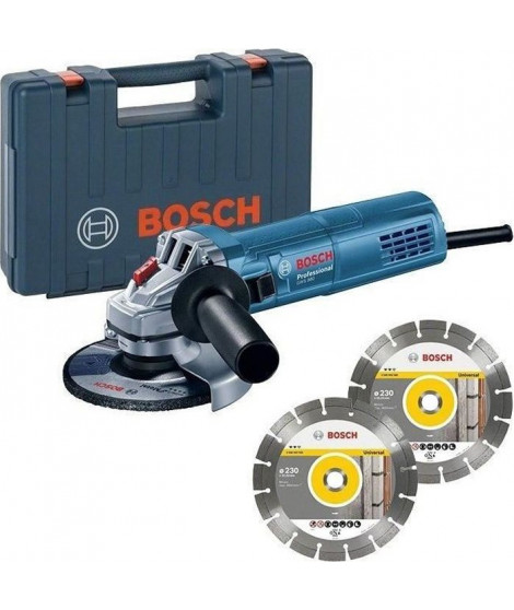 Meuleuse d'angle BOSCH PROFESIONNAL 800W - 125 mm + 2 disques diamants + coffret