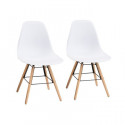 Lot de 2 chaises blanc pieds bois - L 47 x P 52 x H 83 cm - OLAF