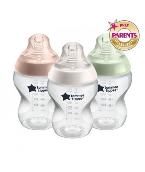 Tommee Tippee - Biberons Closer to Nature - Tétine Imitant le Sein Maternel, 260 ml , Lot de 3