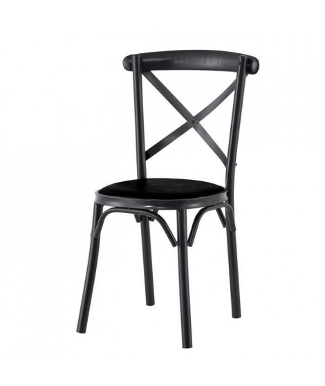 Chaise en métal - Simili noir - L 50 x P 61,5 x H 81,5 cm - CHARLIE