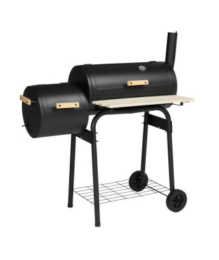 Barbecue a charbon GREEN BOHEME - Avec Grill + Fumoir - Surface de cuisson : 26 x 29cm - Noir