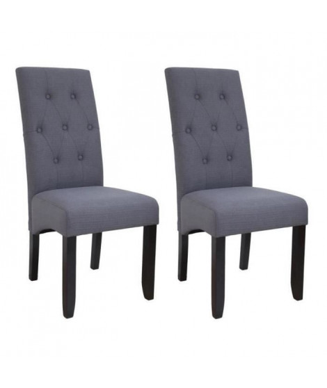 Lot de 2 chaises de salle a manger en tissu gris