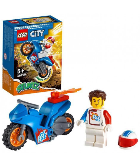 LEGO 60298 City Stuntz La Moto de Cascade Fusée, Moto a Rétrofriction Jouet pour Enfant des 5 ans avec Figurine Rocket Racer