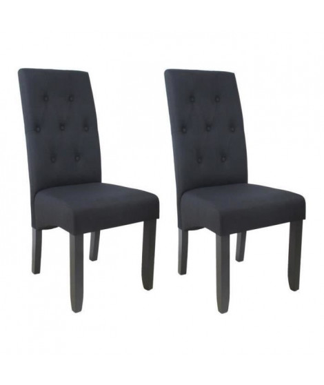 CUBA Lot de 2 chaises de salle a manger - Tissu noir - Style contemporain - L 49 x P 65 cm