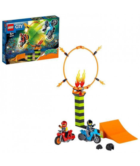 LEGO 60299 City Stuntz Le Spectacle des Cascadeurs, Motos a Rétrofriction, Cercle de feu, Figurine Duke DeTain