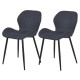 PORTO Lot de 2 chaises - Tissu gris anthracite - Pieds métal - L 51 x P 49 x H 49 cm
