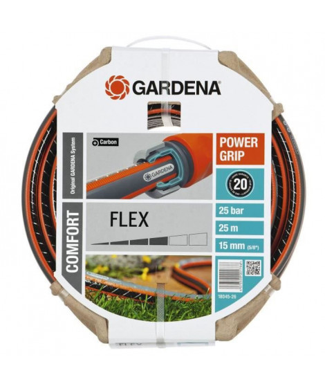 GARDENA Tuyau d'arrosage Comfort FLEX  Longueur 25m  Ø15mm  Anti noeud et indéformable  Garantie 20 ans (18045-26)