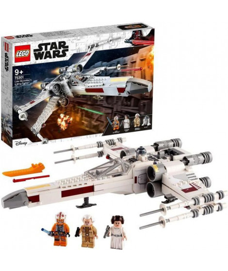 LEGO Star Wars 75301 Le X-Wing Fighter de Luke Skywalker, Jouet Vaisseau Spatial, Figurine Star Wars, Princesse Leia, R2-D2