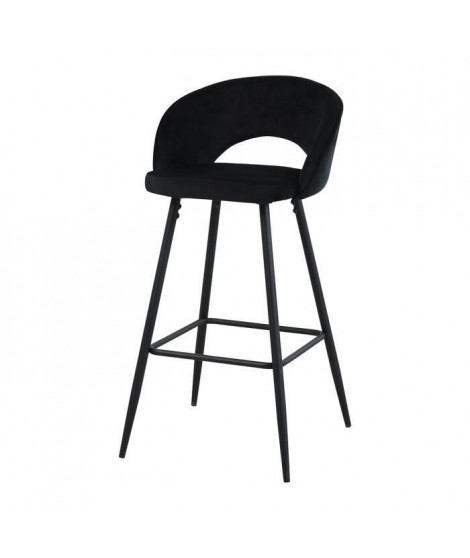 Lot de 2 tabourets de bar - Métal & velours noir - 44x52x97cm - CLARS