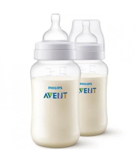 PHILIPS AVENT SCF816/27 Lot de 2 biberons Anti-Colic - 3 mois et+ - 330ml - débit moyen