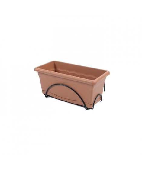 PLASTIKEN Jardiniere 40x20cm avec plateau et support balcon - Terracotta