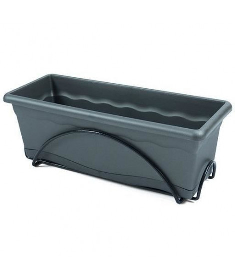 PLASTIKEN Jardiniere 50x20cm avec plateau et support balcon - Anthracite