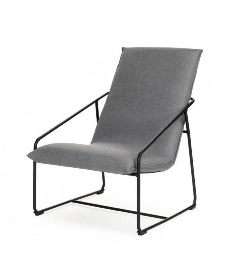 LOGAN Fauteuil - Pieds en métal - Tissu gris - L 65 x P 84 x H 88 cm