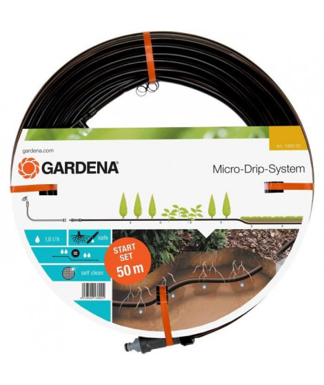 GARDENA Tuyau a goutteur incorporés enterré 13,7 mm Micro-Drip  Longueur 50m  Arrosage goutte-a-goutte  Kit complet  (138…