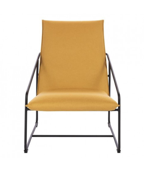 LOGAN Fauteuil - Pied en métal - Tissu jaune - L 65 x P 84 x H 88 cm