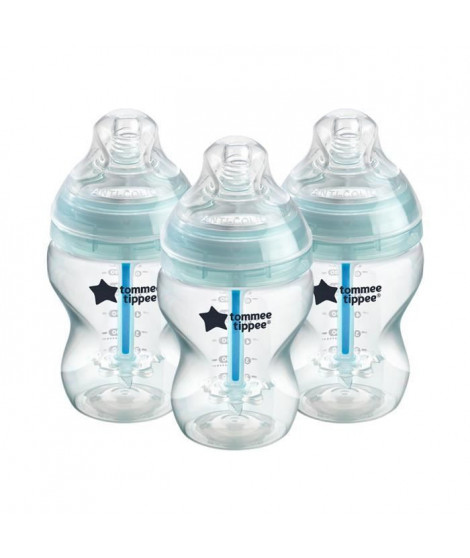 Tommee Tippee Biberons Anti-Colique, Systeme Ventilation Anti-Colique, 260 ml, Lot de 3