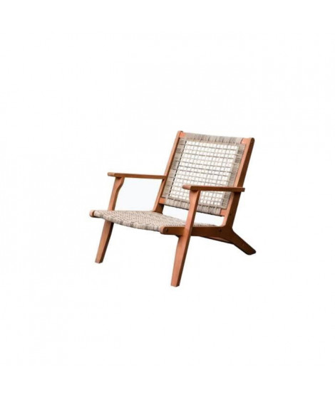 Fauteuil de jardin en bois d'eucalyptus FSC et en résine tressée - JAVA - Gris