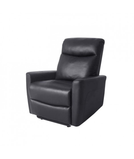 Fauteuil relax électrique - JESS - Cuir et simili noir - 82x97x98cm