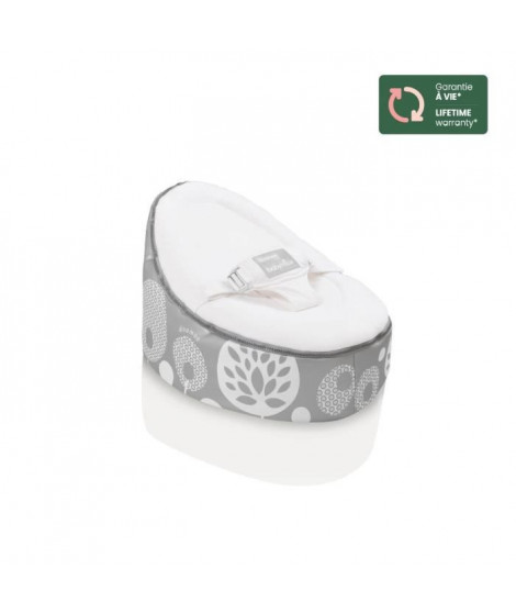 BABYMOOV Doomoo Nid - Transat bébé - Pouf Evolutif & Multifonctions des la Naissance - Flower Argent