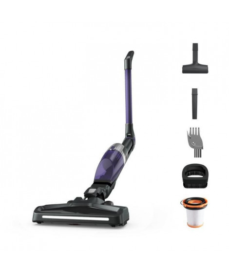 ROWENTA Aspirateur balai sans fil, Tube flexible, Compact, Tous types de surface, Autonomie 40 min, X-Trem, Noir/violet RH1238WO