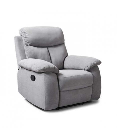 Fauteuil relax manuel - BELEM - Tissu Gris - L 97 x P 94 x H 101 cm