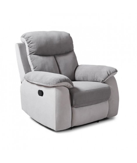 Fauteuil relax manuel - BELEM - Tissu Gris clair et Gris foncé - L 97 x P 94 x H 101 cm