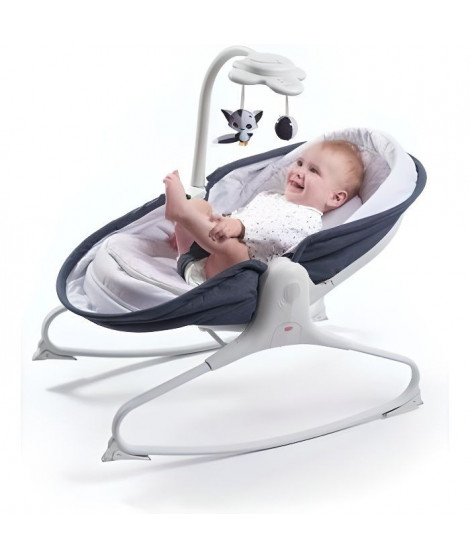 Tiny Love Rocker Napper Transat Bebe 3 en 1 Balancelle et Berceau, avec arche Musicale, Blue Jean