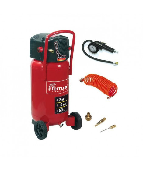 FERRUA Compresseur 50L 2HP vertical + Kit gonflage