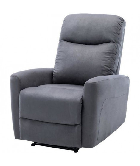 Fauteuil relax manuel - Tissu gris - L 82  x P 97 x H 98 cm - JESS