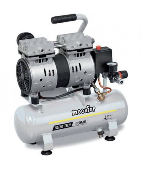 MECAFER Compresseur - 425513 - 6L  - 0,5HP Silent - Gris