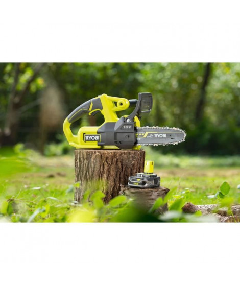 RYOBI ONE+ Tronçonneuse compacte sans fil 18V - guide 20 cm - Tendeur latéral - 1 batterie lithium+ 18V 2,5 Ah et 1 chargeur …