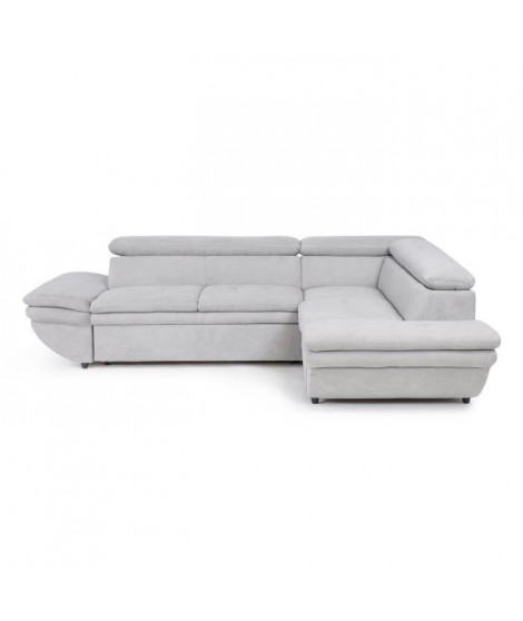 Canapé d'angle convertible droit 4 places LUKE - Tissu All senses gris - L 265 x P 204 x H 74 cm - MINIMAX