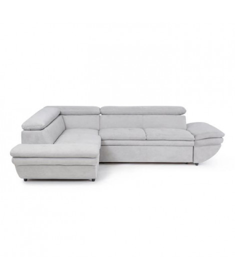 Canapé d'angle convertible gauche 4 places LUKE - Tissu All senses gris - L 265 x P 204 x H 74 cm - MINIMAX