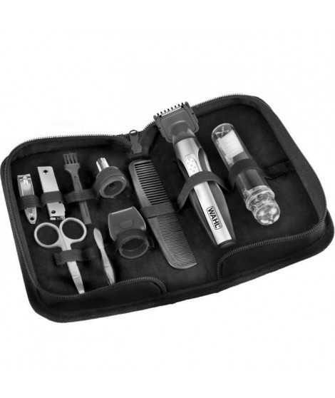 WAHL 05604-616 - Deluxe Travel Kit - Tondeuse de précision batterie lithium-ion et trousse de toilette - Tete rotative - Peigne