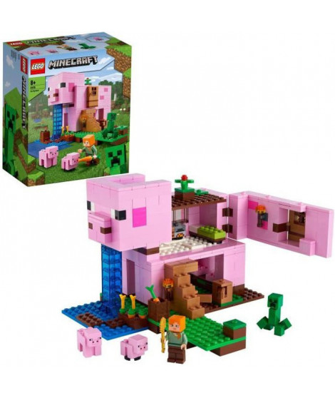 LEGO Minecraft 21170 La Maison Cochon, Jouet de Construction, avec Figurine Creeper