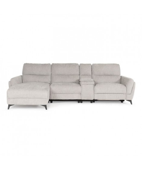 Canapé d'angle gauche 3 places MIAMI - Tissu beige - 2 places relax - L 303 x P 158 x H 96 cm