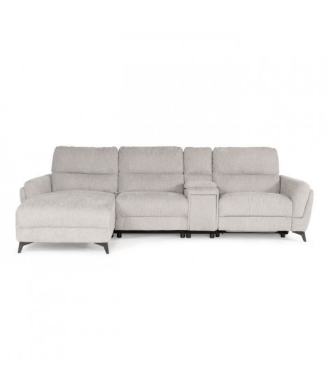 Canapé d'angle gauche 3 places MIAMI - Tissu beige - 2 places relax - L 303 x P 158 x H 96 cm
