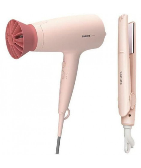 PHILIPS BHP398/00 Soin ThermoProtect Kit de coiffure - Seche-cheveux pliable & mini Lisseur voyage