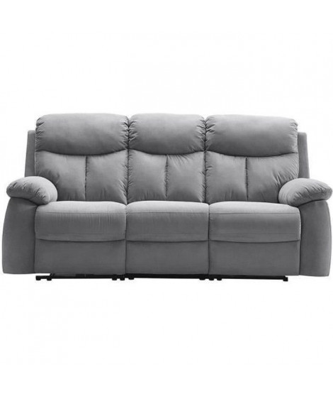 Canapé 3 places avec 2 assises électriques - Tissu gris - L 204 x P 94 x H 101 cm - BELEM