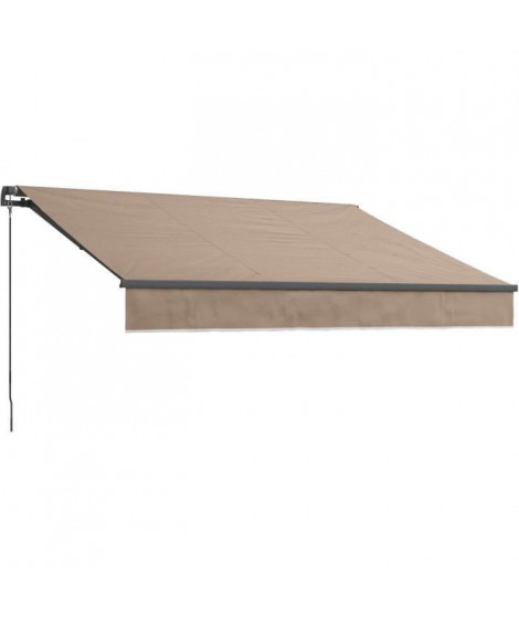 Store banne manuel sans coffre 2,40 x 2m en aluminium, structure grise anthracite, toile taupe BEAURIVAGE