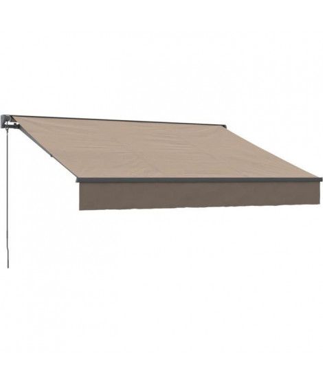 Store banne manuel semi coffre 2,90 x 2m en aluminium, structure grise anthracite, toile taupe BEAURIVAGE