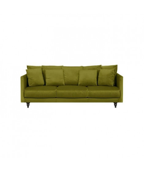 Canapé droit fixe 4 places - Velours vert sapin - Classique - CONSTANCE - L 212 x P 93 cm