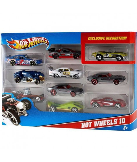 Hot Wheels - Coffret de 10 voitures - Véhicules Miniatures - Des 3 ans - Modele Aléatoire